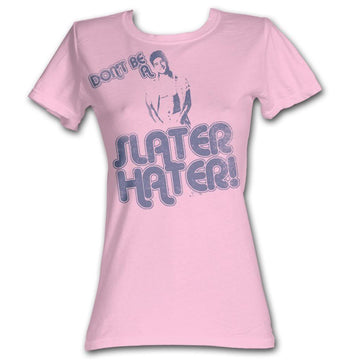 Saved By The Bell Girls Juniors S/S T-Shirt - Slater Hater - Solid Pink