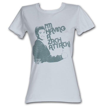 Saved By The Bell Girls Juniors S/S T-Shirt - Zach Attack - Solid Silver