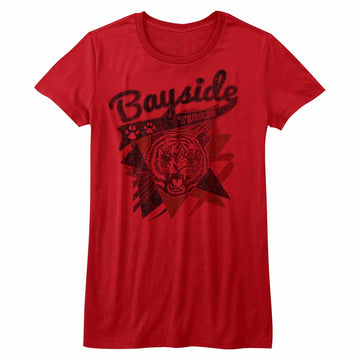 Saved By The Bell Girls Juniors S/S T-Shirt - Sharp Tigers - Heather Red Heather