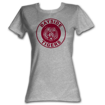 Saved By The Bell Girls Juniors S/S T-Shirt - Bayside Circle - Heather Gray Heather
