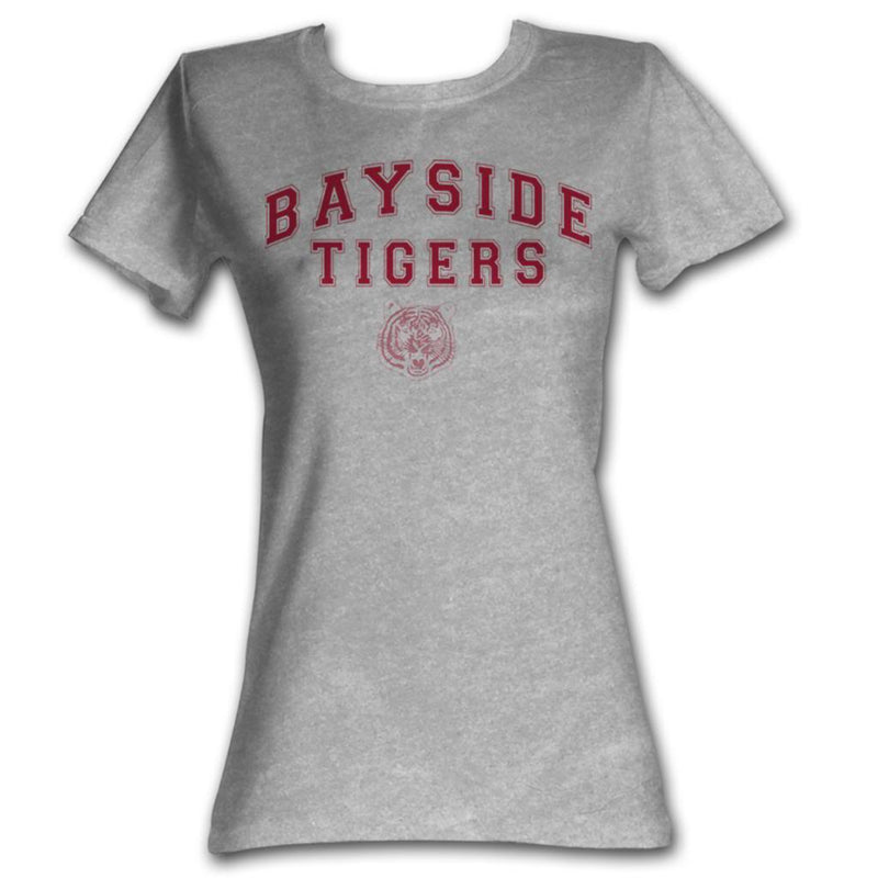 Saved By The Bell Girls Juniors S/S T-Shirt - Bayside Arch - Heather Gray Heather