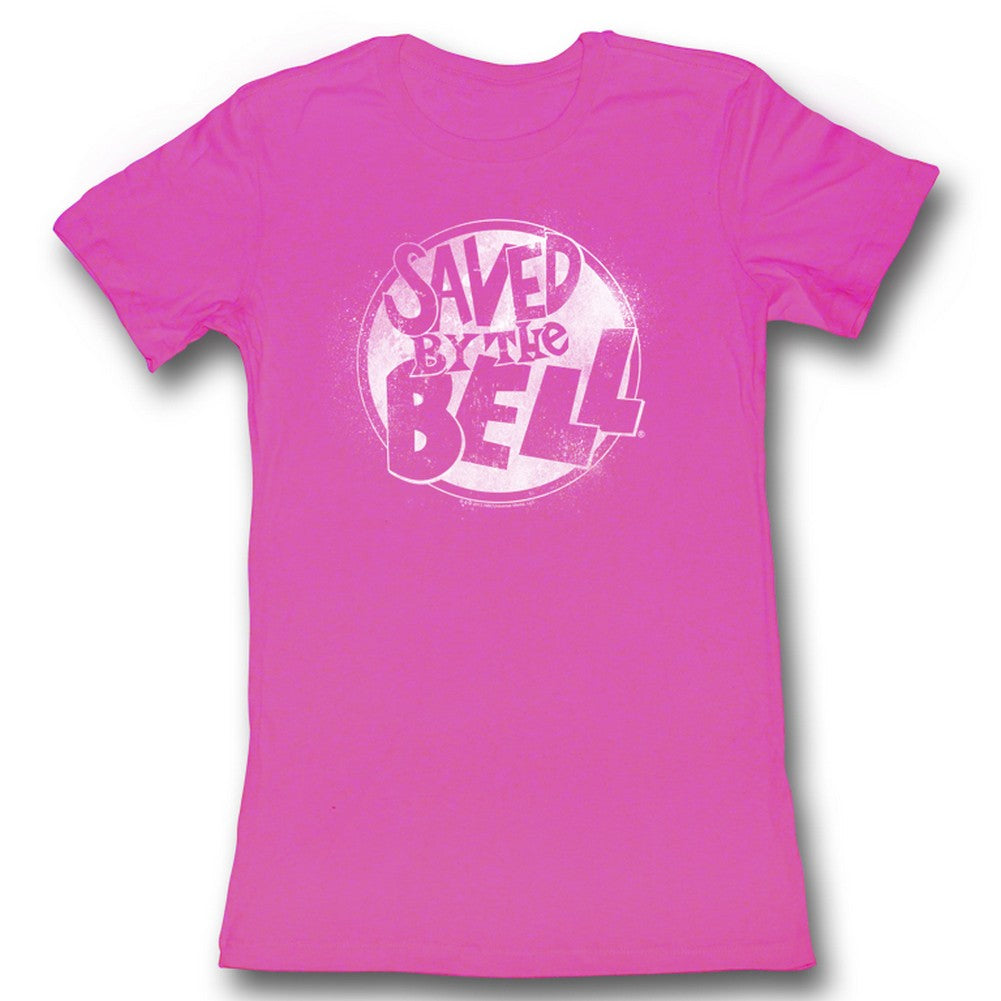 Saved By The Bell Girls Juniors S/S T-Shirt - White - Solid Fuschia