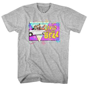 Saved By The Bell Mens S/S T-Shirt - Beach Party - Heather Gray Heather