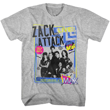 Saved By The Bell Mens S/S T-Shirt - Zack Band - Heather Gray Heather