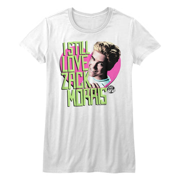 Saved By The Bell Girls Juniors S/S T-Shirt - Always - Solid White
