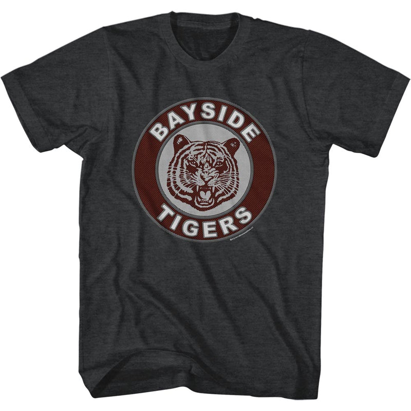 Saved By The Bell Mens S/S T-Shirt - Bayside Patch - Heather Black Heather