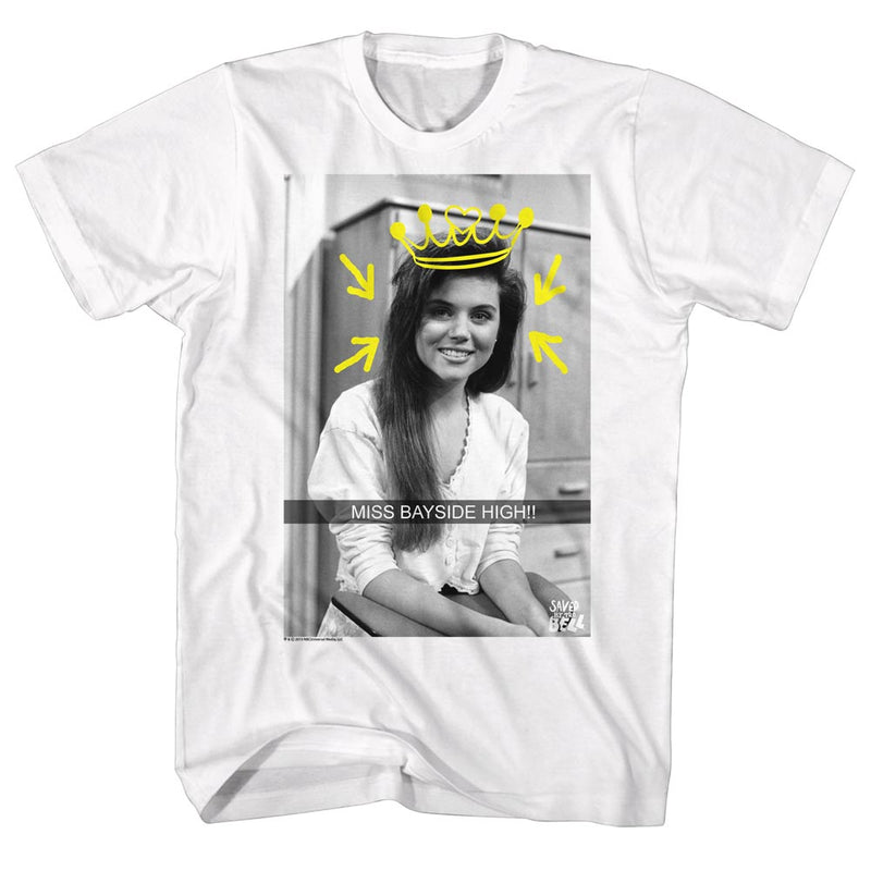 Saved By The Bell Mens S/S T-Shirt - Miss Bayside Snap - Solid White