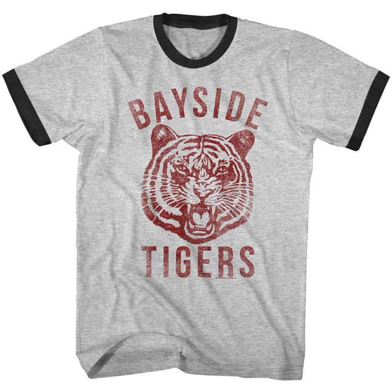 Saved By The Bell Mens S/S Ringer T-Shirt - Bayside - Heather/Solid Gray Heather/Black
