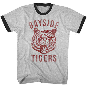 Saved By The Bell Mens S/S Ringer T-Shirt - Bayside - Heather/Solid Gray Heather/Black