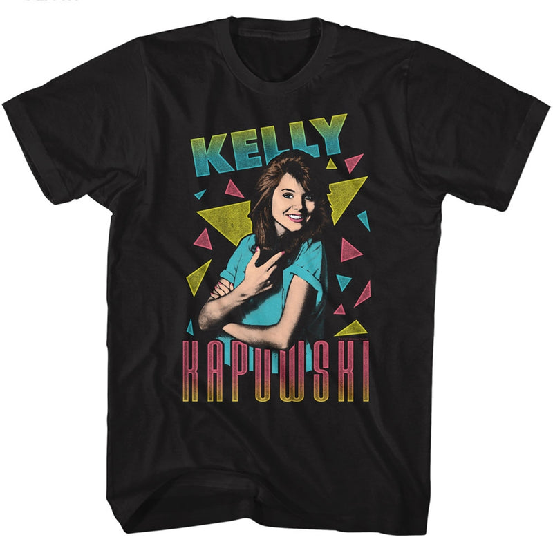 Saved By The Bell Mens S/S T-Shirt - Kelly Triangles - Solid Black
