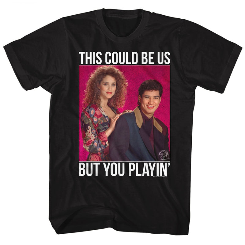 Saved By The Bell Mens S/S T-Shirt - Playin Dots - Solid Black
