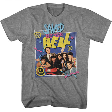 Saved By The Bell Mens S/S T-Shirt - Group W/ Belding - Heather Graphite Heather