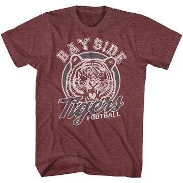 Saved By The Bell Mens S/S T-Shirt - Tigers Football - Heather Vintage Maroon Heather