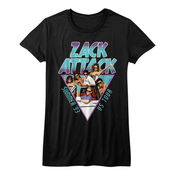 Saved By The Bell Girls Juniors S/S T-Shirt - Summer Tour '93 - Solid Black