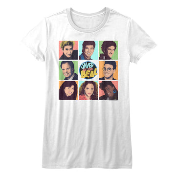 Saved By The Bell Girls Juniors S/S T-Shirt - Savedbtb - Solid White