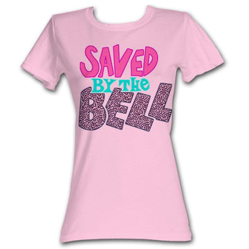 Saved By The Bell Girls Juniors S/S T-Shirt - Bright Logo - Solid Light Pink