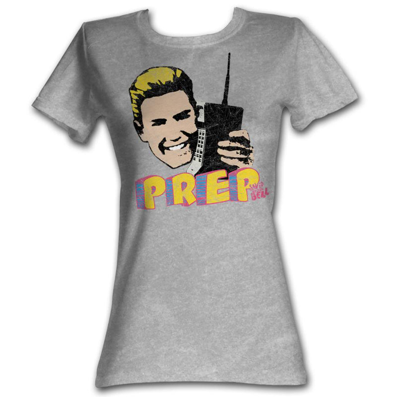 Saved By The Bell Girls Juniors S/S T-Shirt - Hey Preppie - Heather Gray Heather