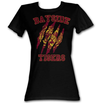 Saved By The Bell Girls Juniors S/S T-Shirt - Bayside Claws - Solid Black