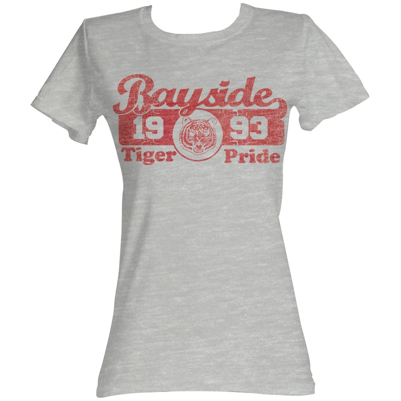 Saved By The Bell Girls Juniors S/S T-Shirt - Tiger Pride - Heather Gray Heather