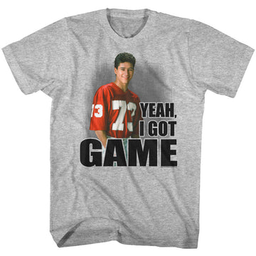 Saved By The Bell Mens S/S T-Shirt - I Got Game - Heather Gray Heather