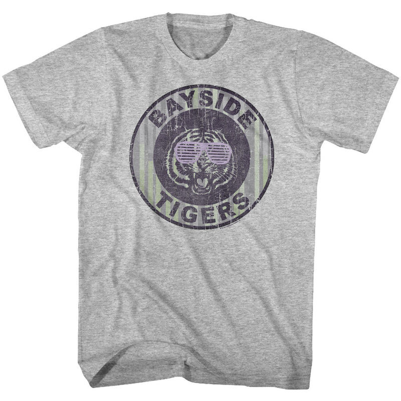 Saved By The Bell Mens S/S T-Shirt - Pinstripe Bayside - Heather Gray Heather