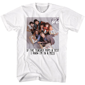 Saved By The Bell Mens S/S T-Shirt - In A Mess - Solid White