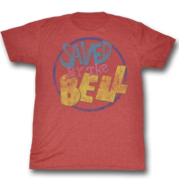 Saved By The Bell Mens S/S T-Shirt - Distressed Logo - Heather Red Heather
