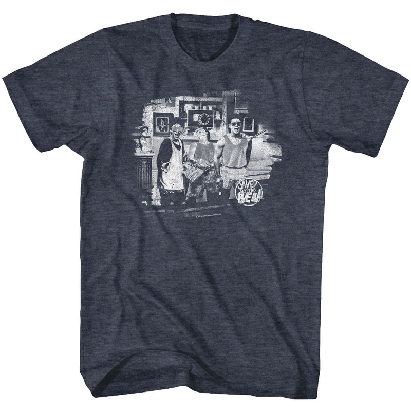 Saved By The Bell Mens S/S T-Shirt - Hyfr - Heather Navy Heather