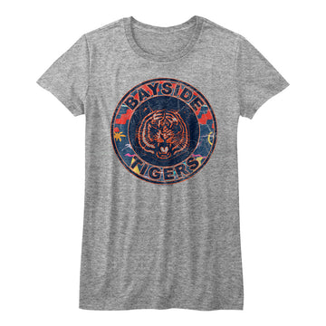 Saved By The Bell Girls Juniors S/S T-Shirt - 80S Logo - Heather Gray Heather