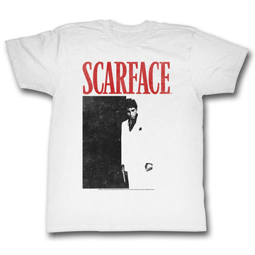 Scarface Mens S/S T-Shirt - Black And Red - Solid White