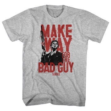 Scarface Mens S/S T-Shirt - The Bad Guy - Heather Gray Heather