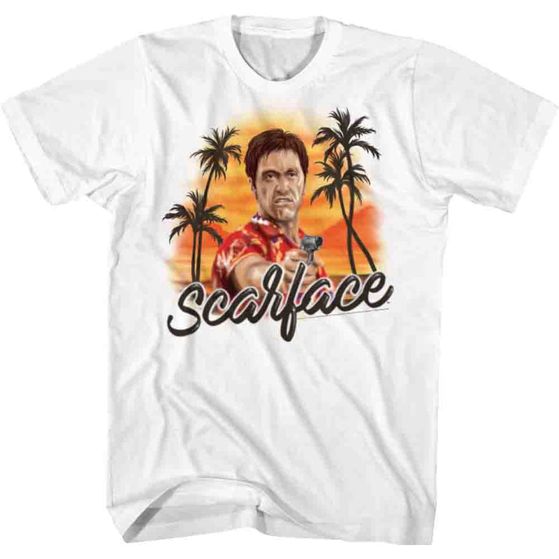Scarface Mens S/S T-Shirt - Airbrush - Solid White