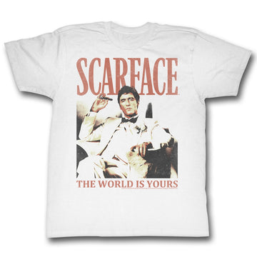 Scarface Mens S/S T-Shirt - Da World - Solid White