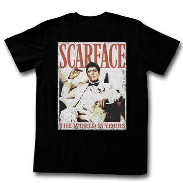 Scarface Mens S/S T-Shirt - More Da World - Solid Black
