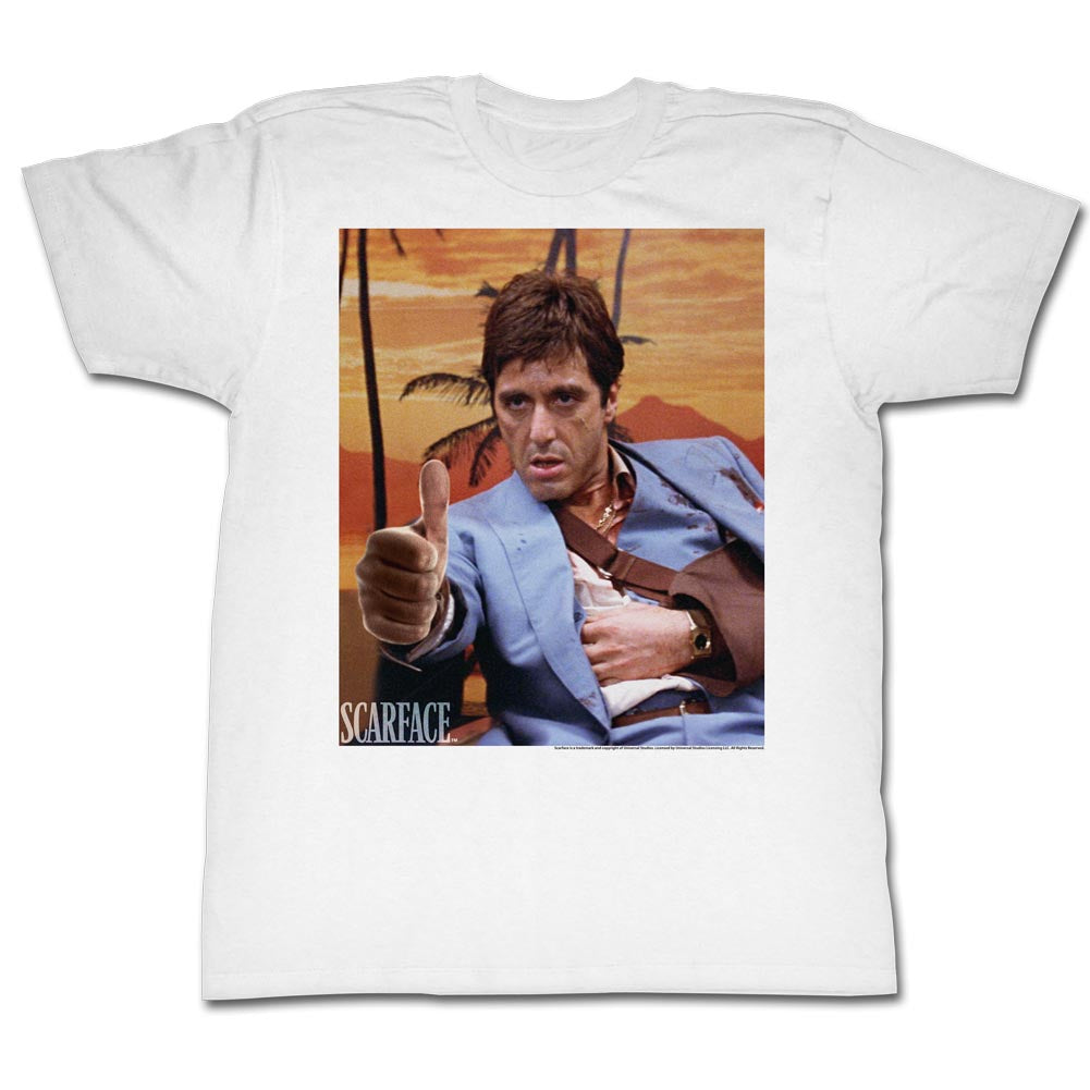 Scarface Mens S/S T-Shirt - Thumbs & Ammo - Solid White