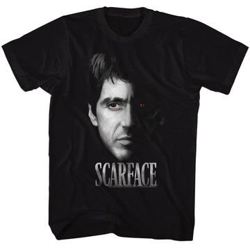 Scarface Mens S/S T-Shirt - Red Eye - Solid Black