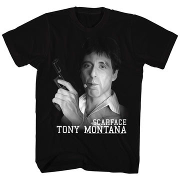 Scarface Mens S/S T-Shirt - Tony'S Got A Gun - Solid Black