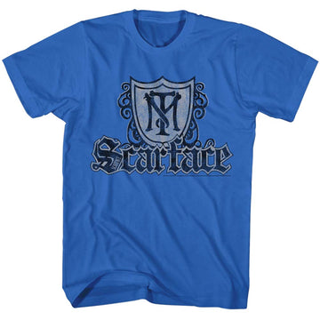 Scarface Mens S/S T-Shirt - Shield & Guns - Solid Royal