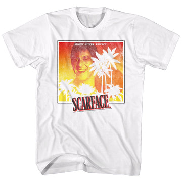 Scarface Mens S/S T-Shirt - Sunset - Solid White