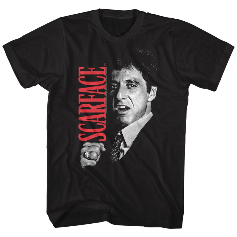 Scarface Mens S/S T-Shirt - Tony Close-Up - Solid Black