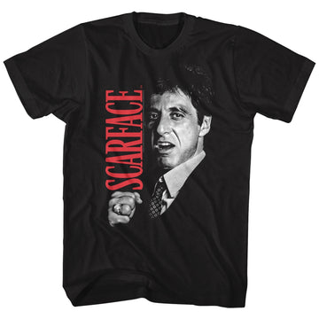 Scarface Mens S/S T-Shirt - Tony Close-Up - Solid Black
