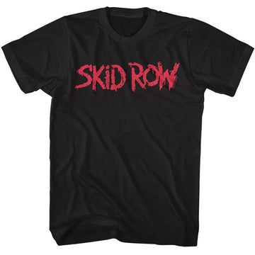 Skid Row Mens S/S T-Shirt - Red Logo - Solid Black