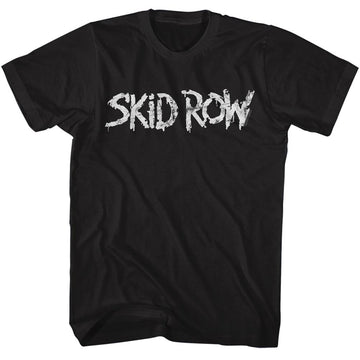 Skid Row Mens S/S T-Shirt - Whitish Logo - Solid Black