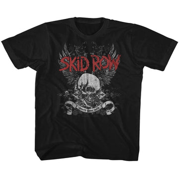 Skid Row Toddler S/S T-Shirt - Skul & Wings - Solid Black