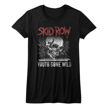 Skid Row Girls Juniors S/S T-Shirt - Graffiti Gone Wild - Solid Black