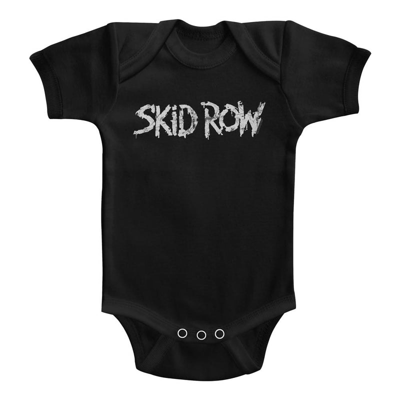 Skid Row Infant S/S Bodysuit - Whitish Logo - Solid Black - Inmyparentsbasement.com