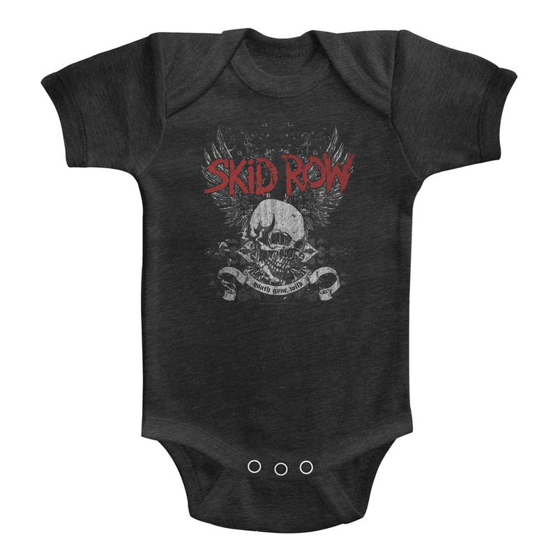Skid Row Infant S/S Heather Bodysuit - Skull & Wings - Heather Vintage Smoke