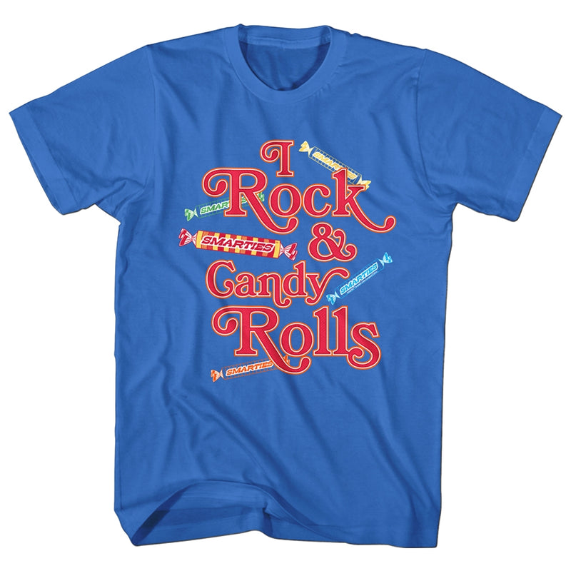 Smarties Mens S/S T-Shirt - I Rock Candy Rolls - Solid Royal - Inmyparentsbasement.com