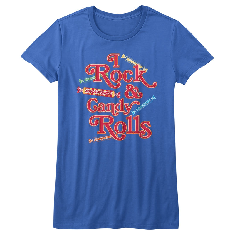 Smarties Girls Juniors S/S T-Shirt - I Rock Candy Rolls - Solid Royal