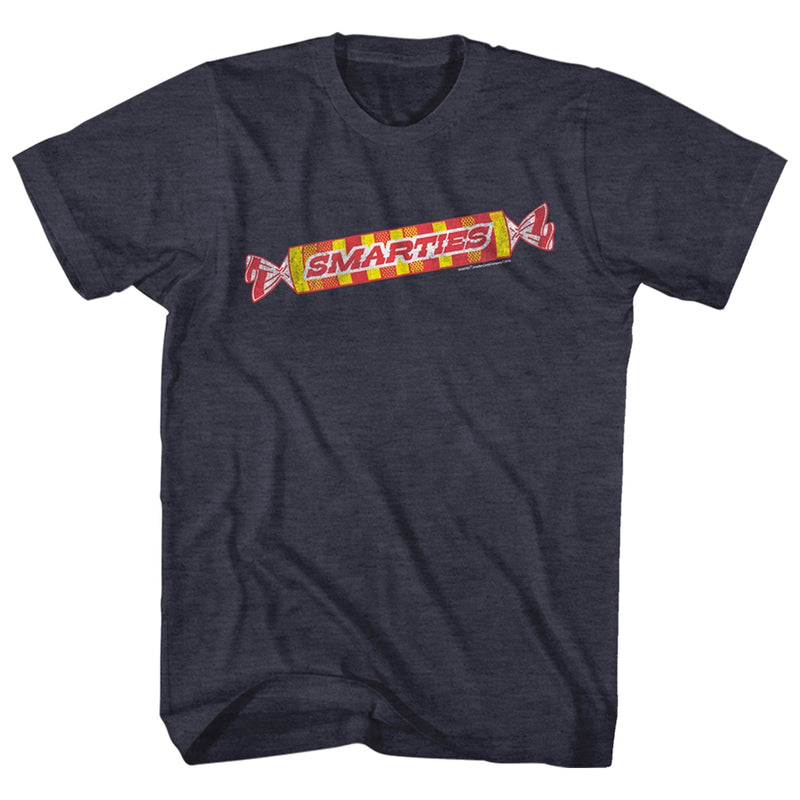 Smarties Mens S/S T-Shirt - Tri-Color Logo - Heather Navy Heather - Inmyparentsbasement.com